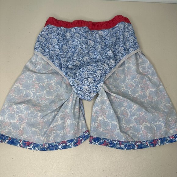 Peter Millar Swim Trunks Size M Blue Seaside Baja Flowers Starfish Beach - Picture 8 of 9